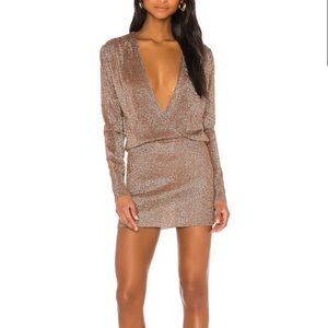 superdown Aura Mini Dress in Mocha Metallic